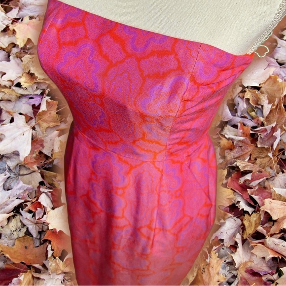 J. Crew Orange & Purple Medallion Silk Blend Strapless ‘Ella’ Dress Size 2 - Picture 14 of 16